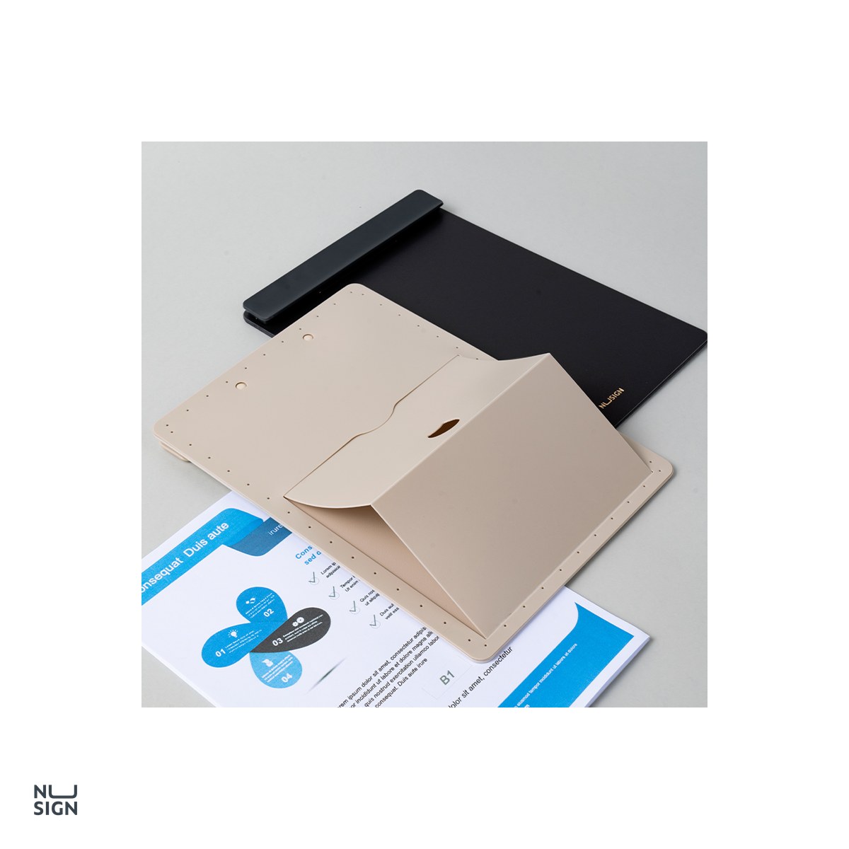Clipboard Nusign, simplu cu suport, vertical, gri [5]