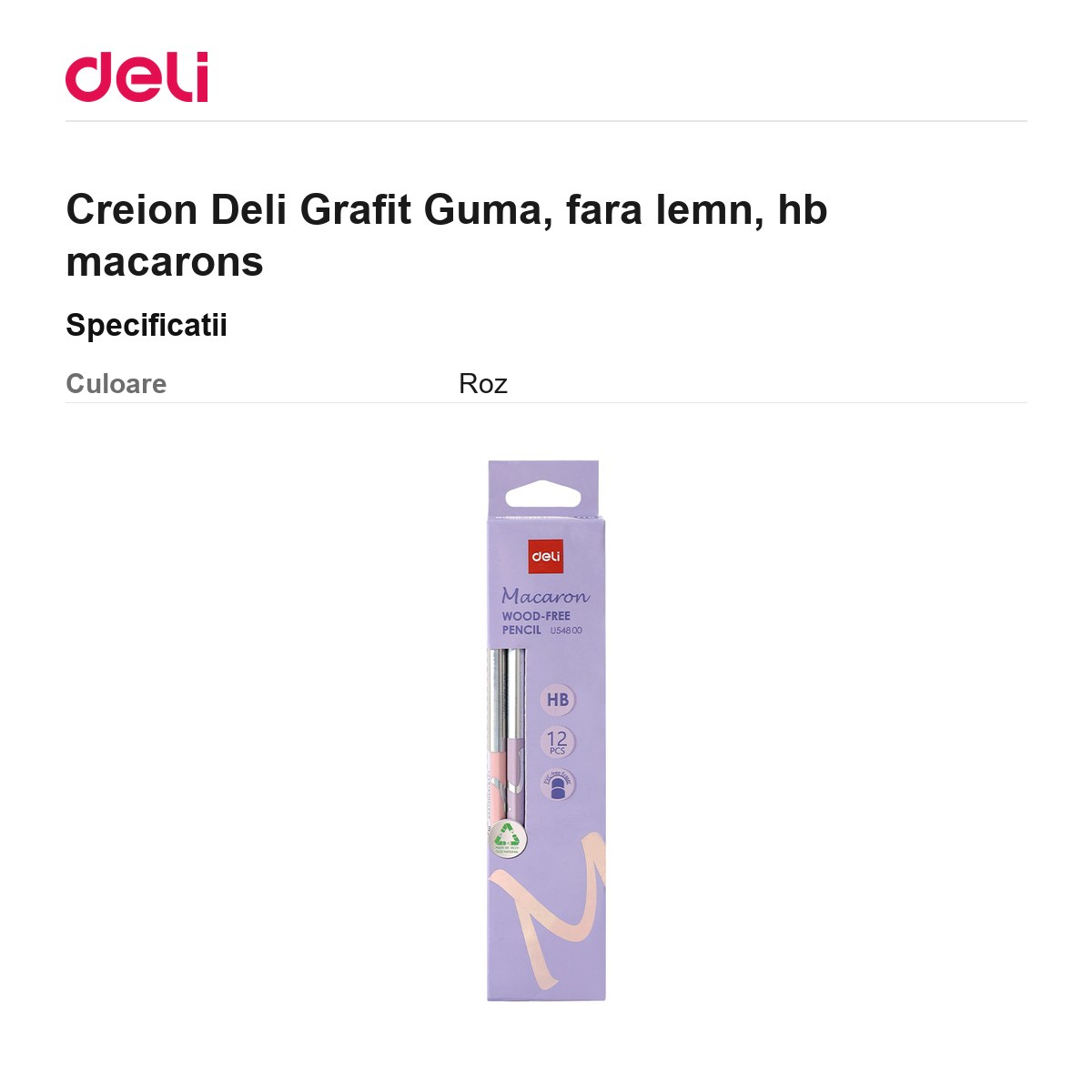Creion Deli Grafit Guma, fara lemn, hb macarons [3]