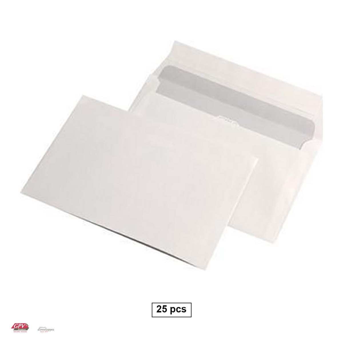 Plicuri siliconice - Set 25 plicuri C6 GPV, 114x162 mm, hartie alba 70 g/mp, cu banda siliconata