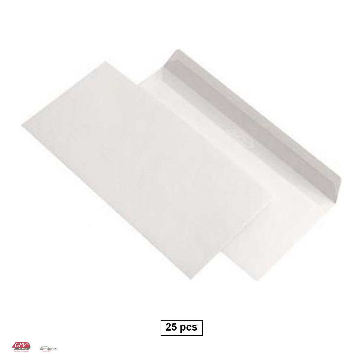Plicuri gumate - Set 25 plicuri DL GPV, 110x220 mm, hartie alba 80 g/mp, gumate