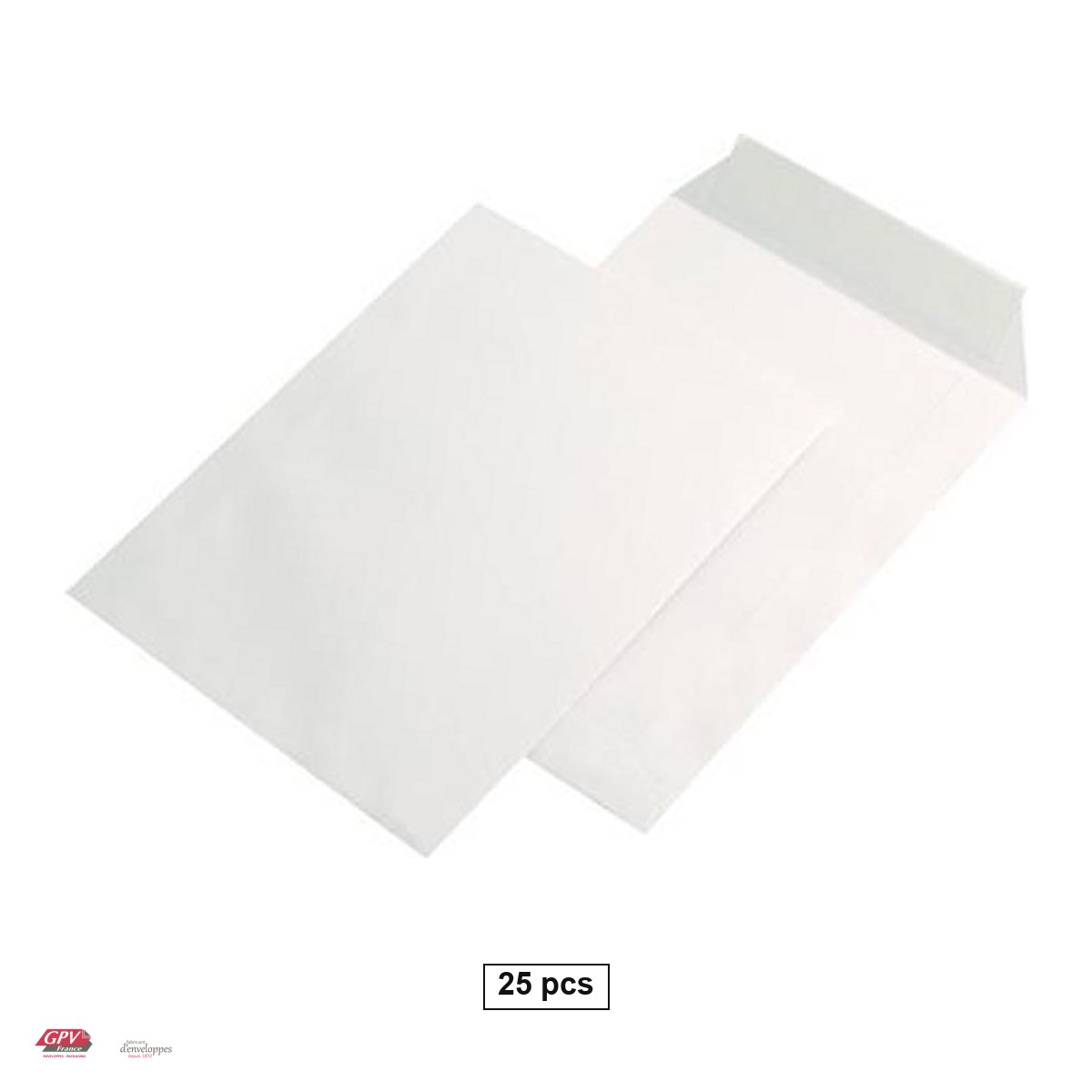 Plicuri siliconice - Set 25 plicuri C5 GPV, 162x229 mm, hartie alba 80 g/mp, cu banda siliconata, deschidere pe latura mica
