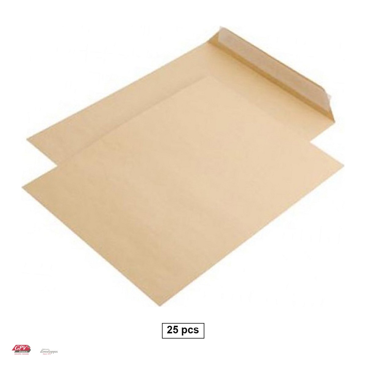 Plicuri siliconice - Set 25 plicuri B4 GPV, 250x353 mm, hartie kraft maro 90 g/mp, cu banda siliconata, deschidere pe latura mica