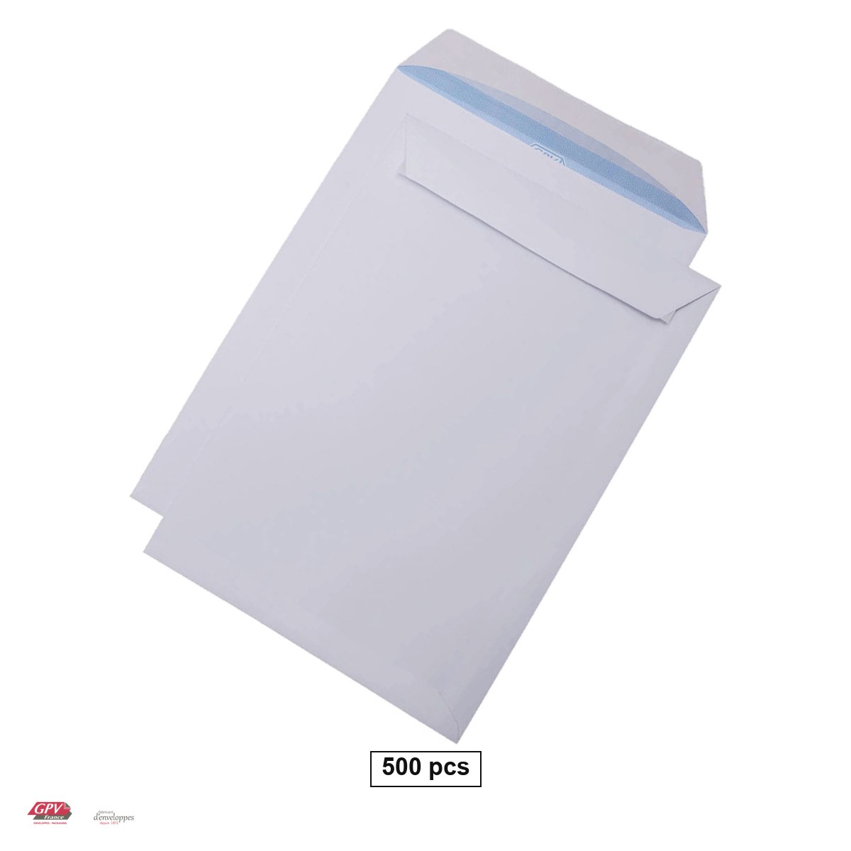 Plicuri siliconice - Set 500 plicuri B5 GPV, 190x260 mm, hartie alba 90 g/mp, cu banda siliconata, deschidere pe latura mica, in cutie