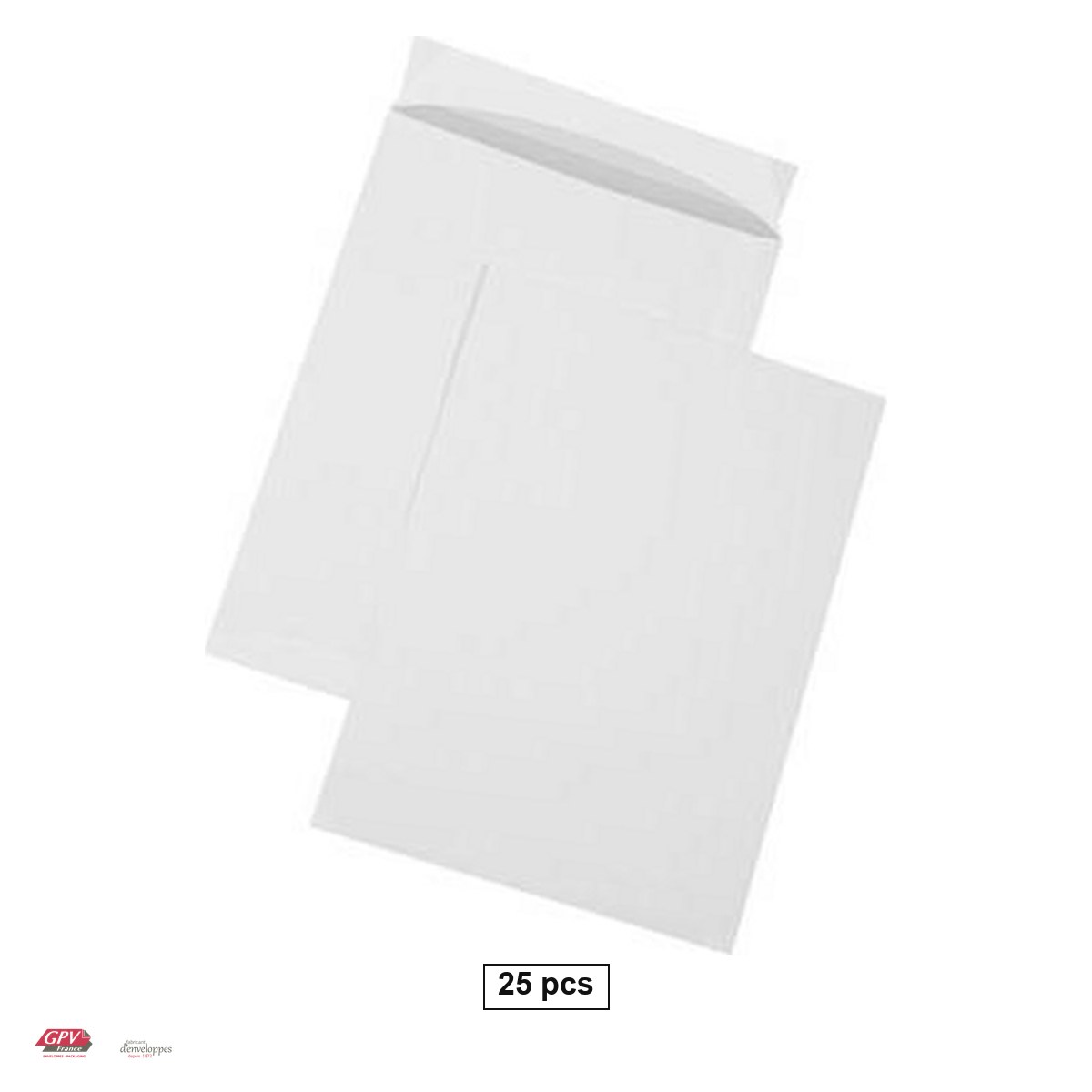 Plicuri siliconice - Set 25 plicuri C4 GPV, 229x324 mm, hartie alba 90 g/mp, cu banda siliconata, deschidere pe latura mica