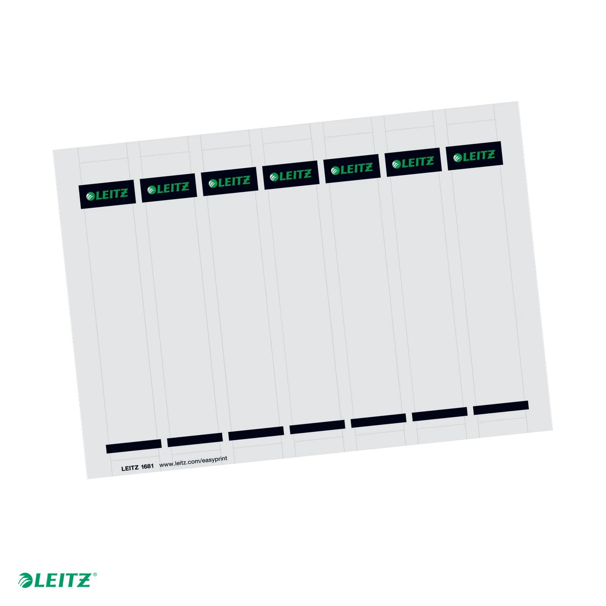 Etichete - Set 175 etichete pentru biblioraft Leitz, printabile, carton, 52 mm, pentru documente perforate, gri