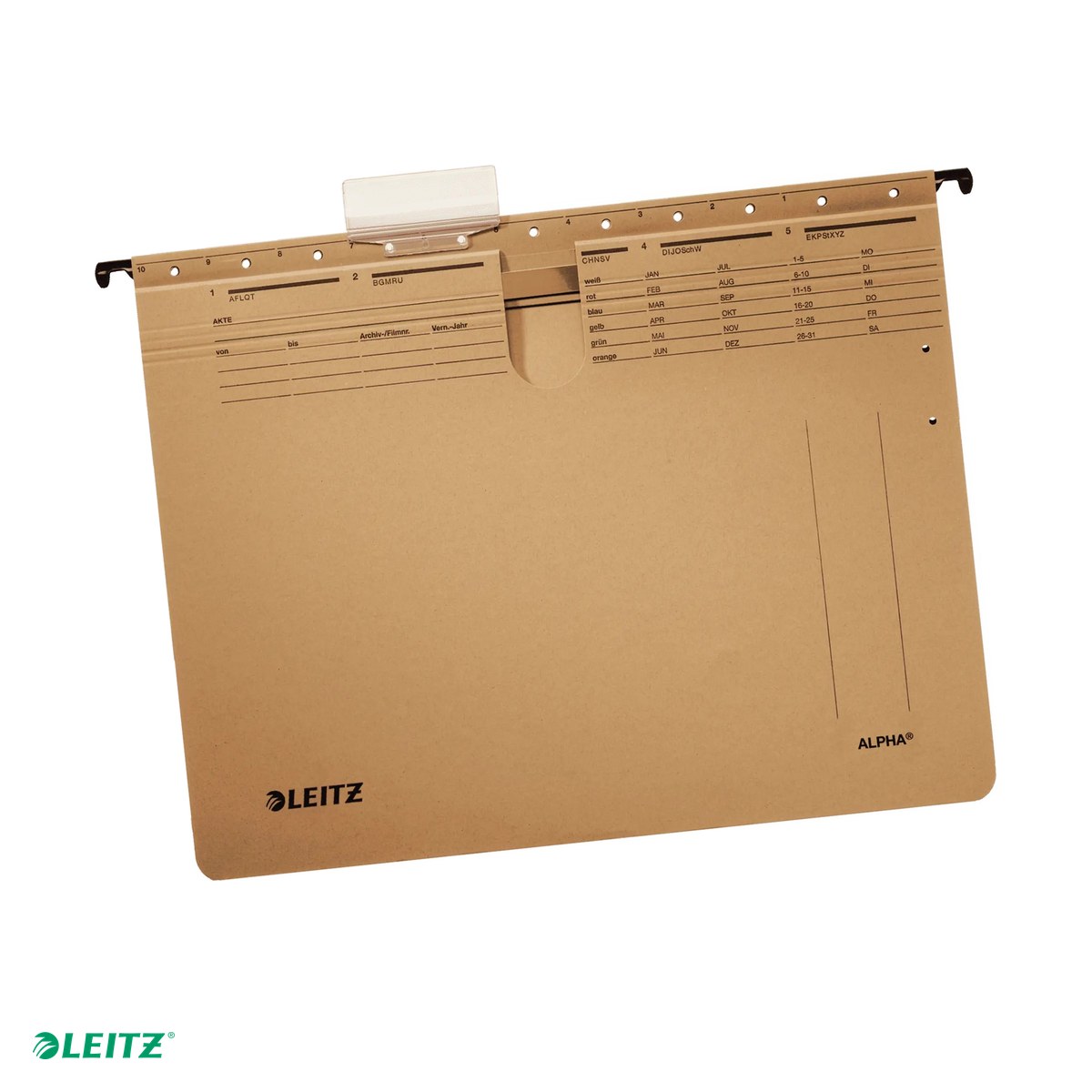 Dosare suspendabile - Dosar suspendabil Leitz Alpha, carton, A4, cu sina, pentru documente perforate, natur