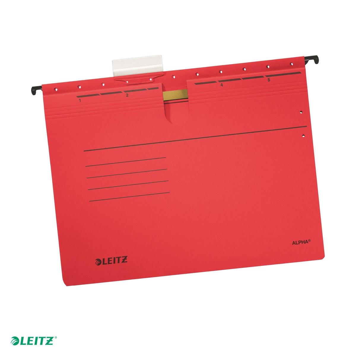 Dosare suspendabile - Dosar suspendabil Leitz Alpha, carton, A4, cu sina, pentru arhivare, rosu