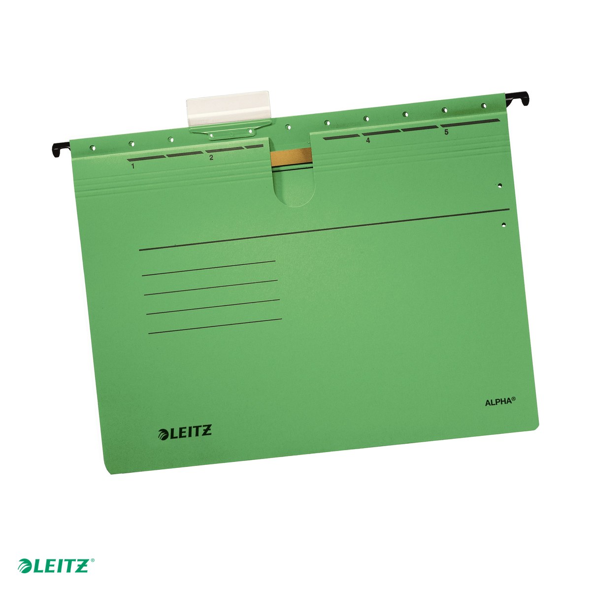 Dosare suspendabile - Dosar suspendabil Leitz Alpha, carton, A4, cu sina, pentru arhivare, verde