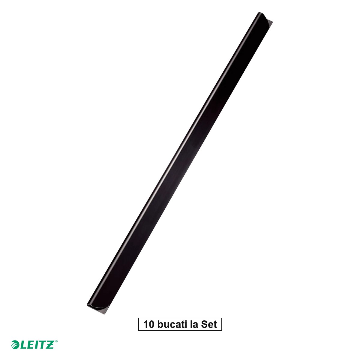 Sine prindere documente - Set 10 sine legare documente Leitz, plastic, A4, 6 mm, capacitate 60 coli, pentru documente perforate, negru