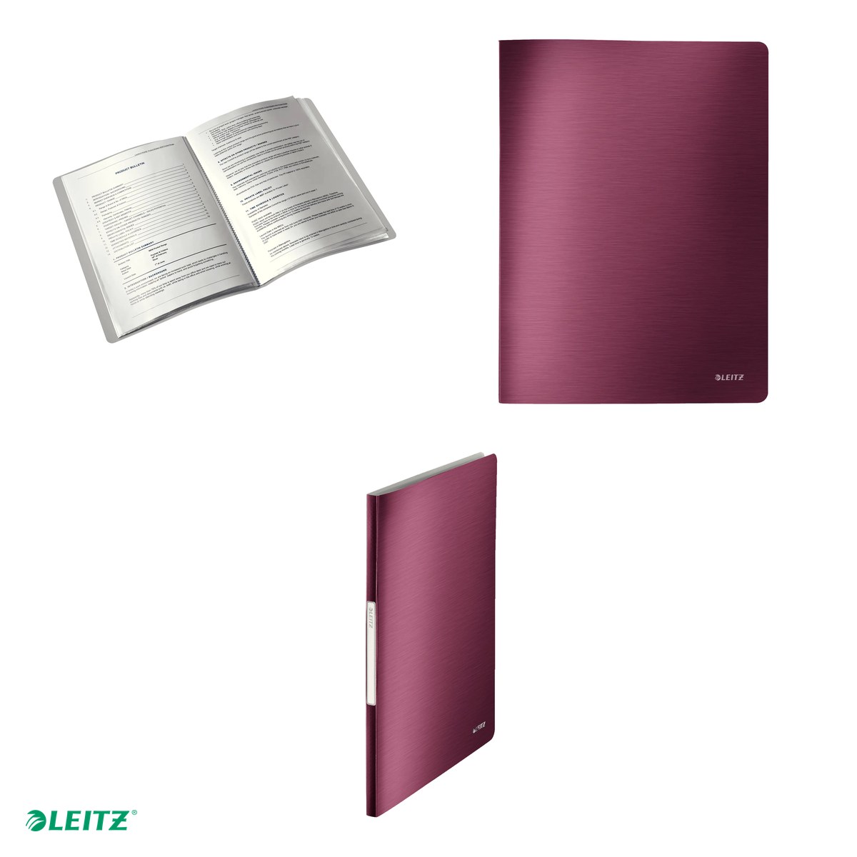 Mapa de prezentare Leitz Style, coperta moale, PP, A4, 40 de folii, capacitate 80 de coli (2 coli per fila,(80 g/mp), grena [4]