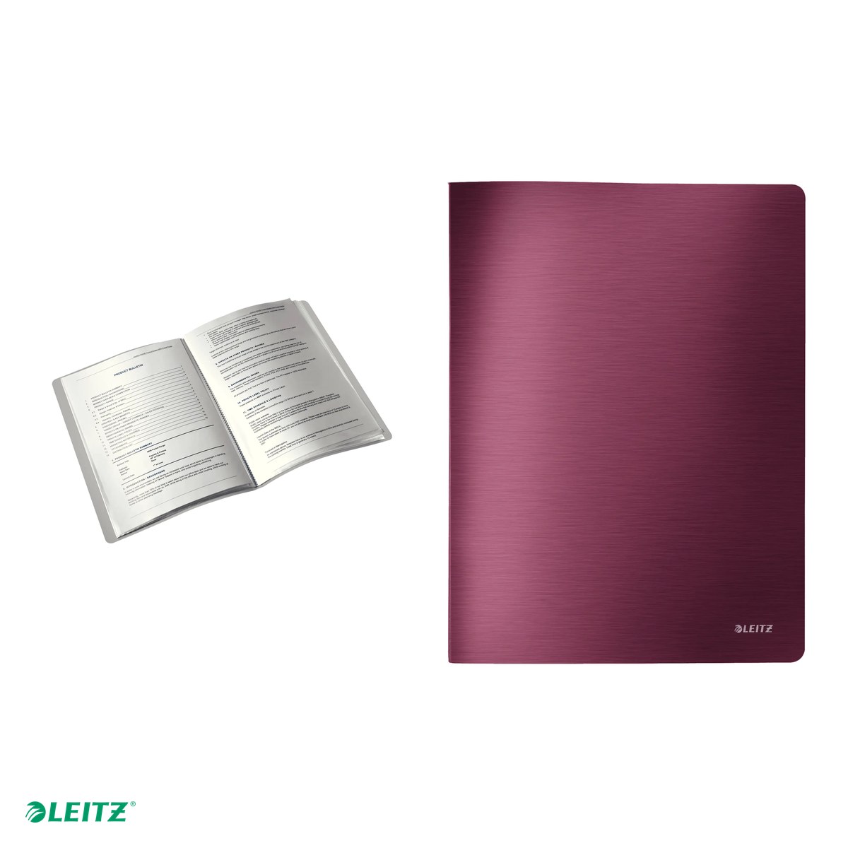 Mapa de prezentare Leitz Style, coperta moale, PP, A4, 40 de folii, capacitate 80 de coli (2 coli per fila,(80 g/mp), grena [5]