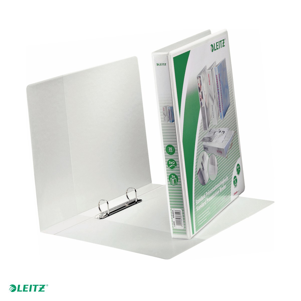 Caiete mecanice - Caiet mecanic Leitz Panorama, PP/PP, A4 MAXI, mecanism 2DR, inel 20 mm, capacitate 200 coli (80 g/mp), pentru documente perforate, alb