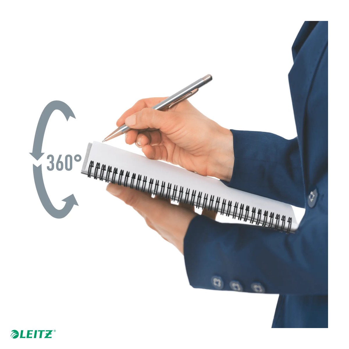 Caiet de birou Leitz Office, carton laminat, A5, 90 coli, cu spira, matematica, pentru documente perforate, hartie 80 g/mp, albastru [5]