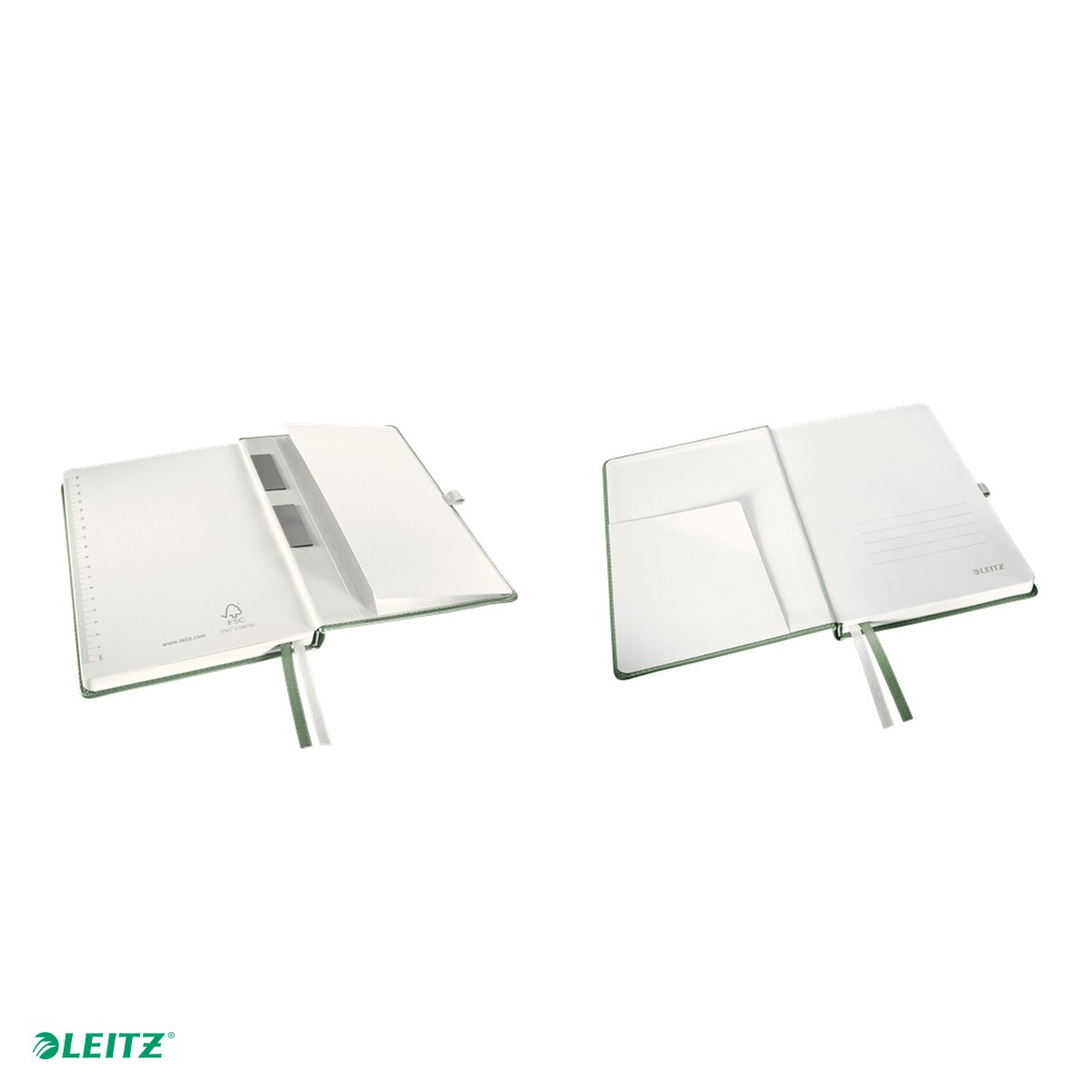 Caiet de birou Leitz Style, coperta dura, A5, 80 coli, matematica, pentru documente perforate, 8 file perforate, hartie 100 g/mp, fistic [5]