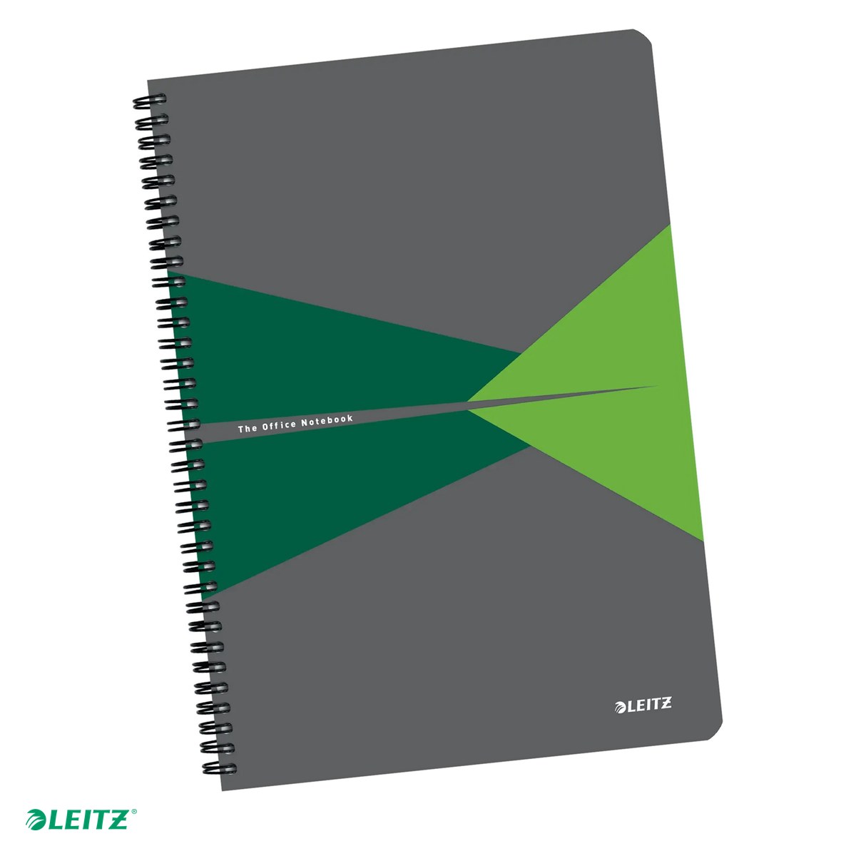 Caiete A4 - Caiet de birou Leitz Office, PP, A4, 90 coli, cu spira, matematica, pentru documente perforate, hartie 80 g/mp, verde