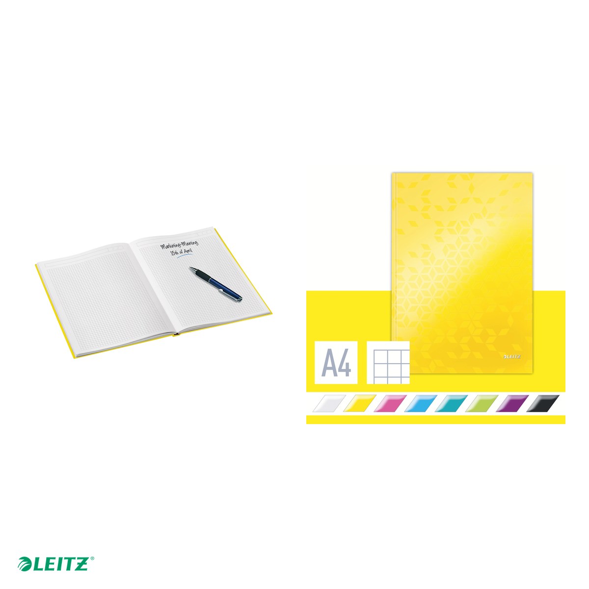 Caiet birou A4 aritmetica coperta carton Leitz Wow, 80 file, galben [4]