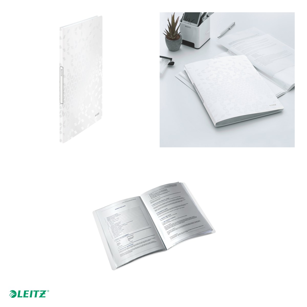 Mapa de prezentare Leitz WOW, coperta moale, PP, A4, 20 de folii, capacitate 40 de coli (2 coli per fila,(80 g/mp), alb [4]