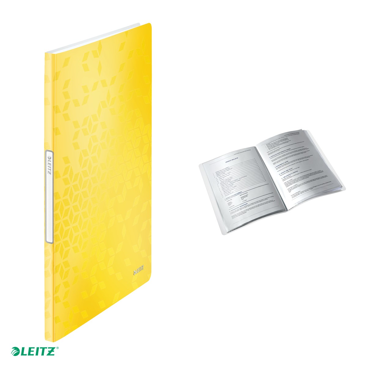 Mapa de prezentare Leitz WOW, coperta moale, PP, A4, 20 de folii, capacitate 40 de coli (2 coli per fila,(80 g/mp), galben [4]