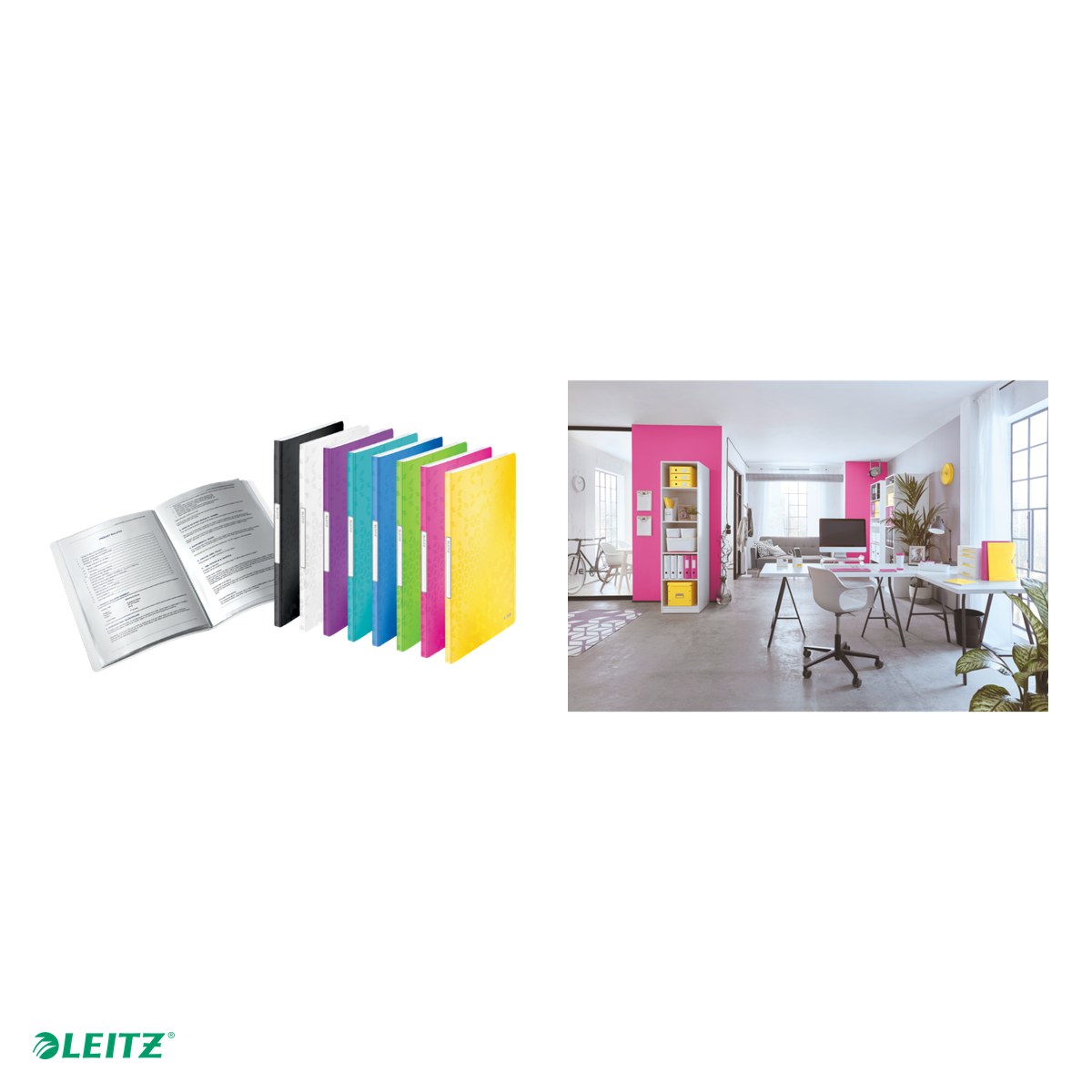 Mapa de prezentare Leitz WOW, coperta moale, PP, A4, 20 de folii, capacitate 40 de coli (2 coli per fila,(80 g/mp), roz [5]