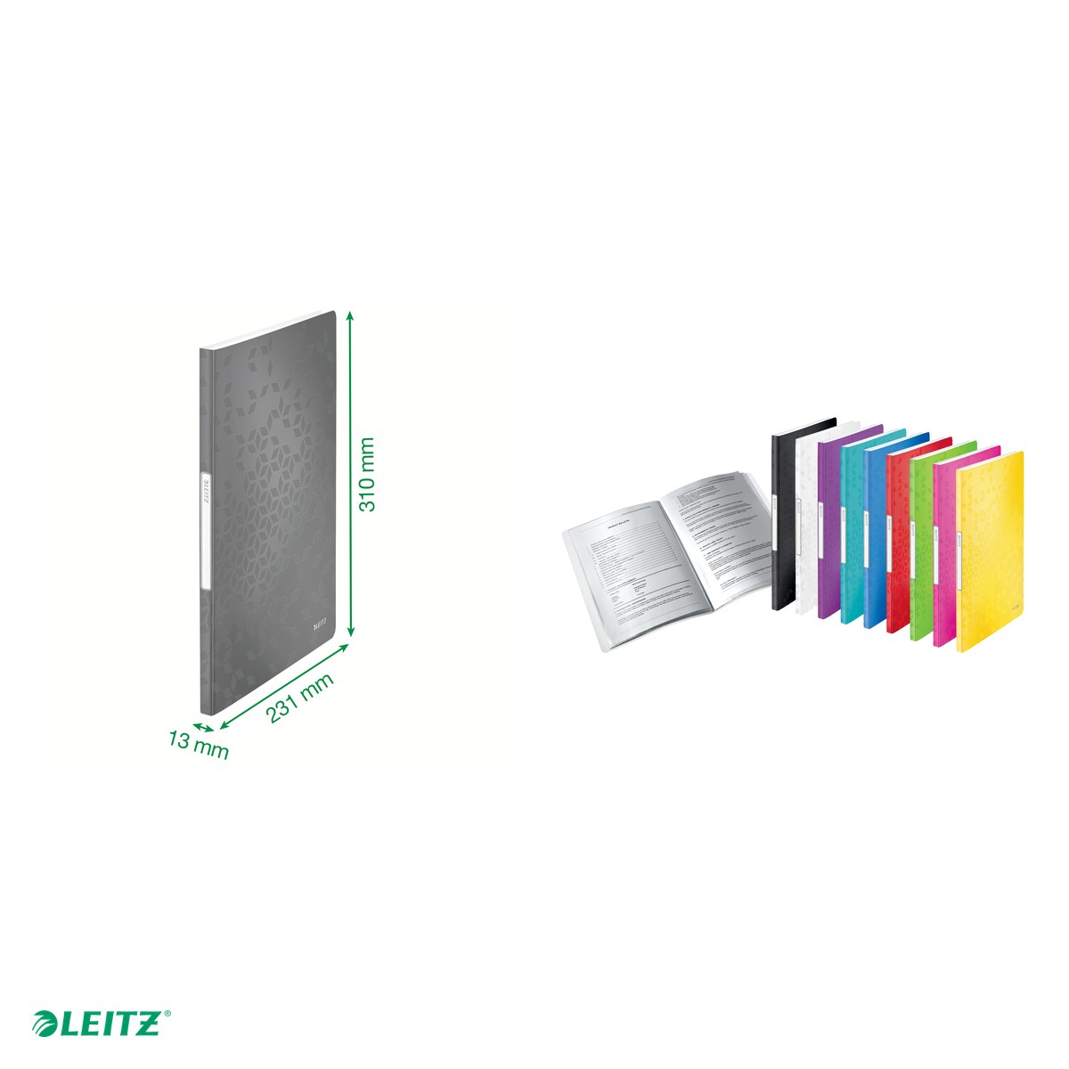 Mapa de prezentare Leitz WOW, coperta moale, PP, A4, 20 de folii, capacitate 40 de coli (2 coli per fila,(80 g/mp), rosu [5]