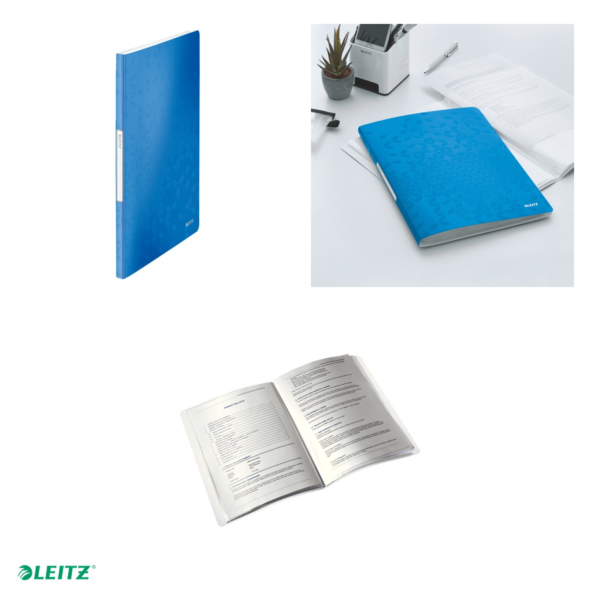 Mapa de prezentare Leitz WOW, coperta moale, PP, A4, 20 de folii, capacitate 40 de coli (2 coli per fila,(80 g/mp), albastru [4]