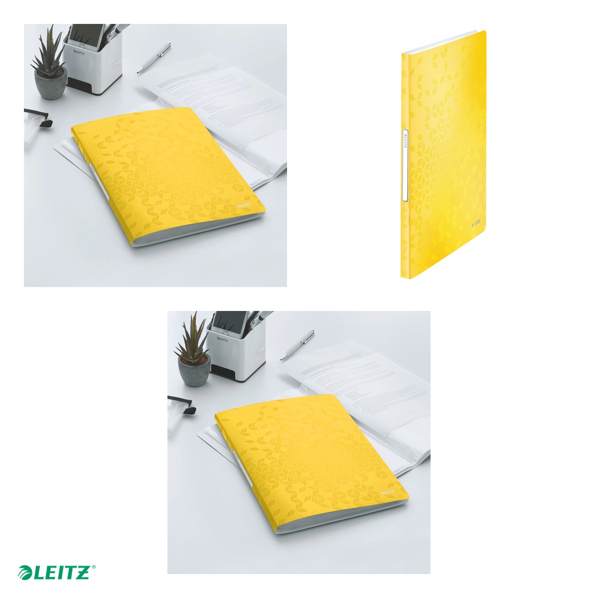 Mapa de prezentare Leitz WOW, coperta moale, PP, A4, 40 de folii, capacitate 80 de coli (2 coli per fila,(80 g/mp), galben [4]
