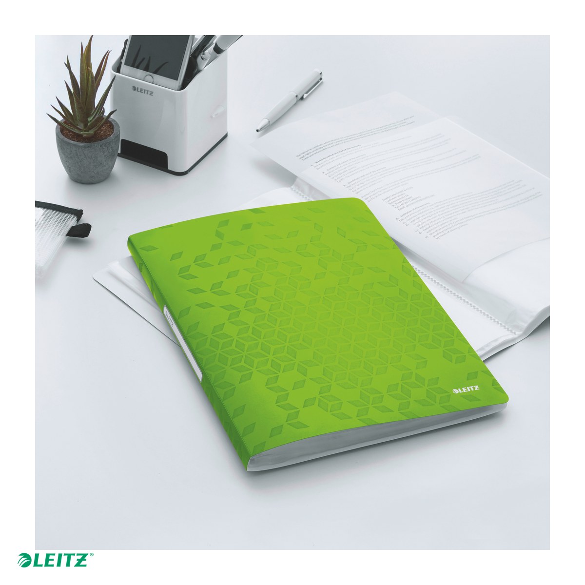 Mapa de prezentare Leitz WOW, coperta moale, PP, A4, 40 de folii, capacitate 80 de coli (2 coli per fila,(80 g/mp), verde [5]