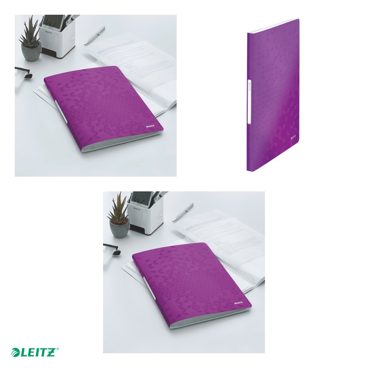 Mapa de prezentare Leitz WOW, coperta moale, PP, A4, 40 de folii, capacitate 80 de coli (2 coli per fila,(80 g/mp), mov [4]