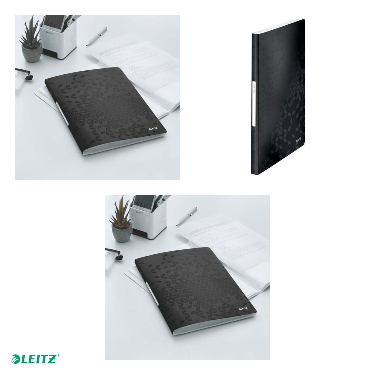 Mapa de prezentare Leitz WOW, coperta moale, PP, A4, 40 de folii, capacitate 80 de coli (2 coli per fila,(80 g/mp), negru [4]