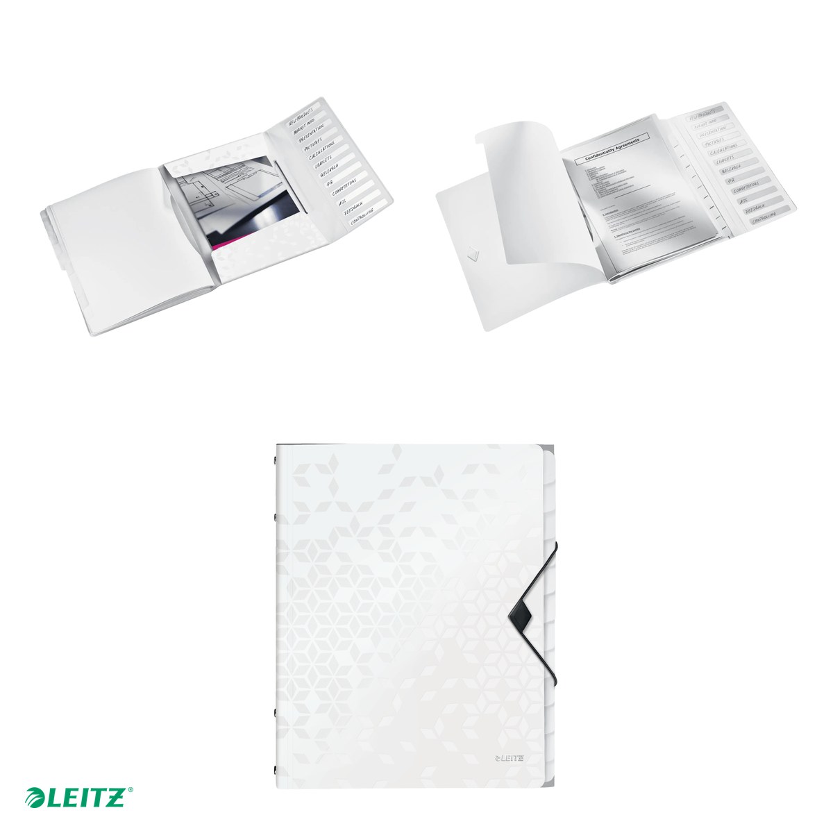 Mapa cu separatoare Leitz WOW, PP, A4, 12 separatoare, capacitate 200 coli, pentru transport, alb [4]