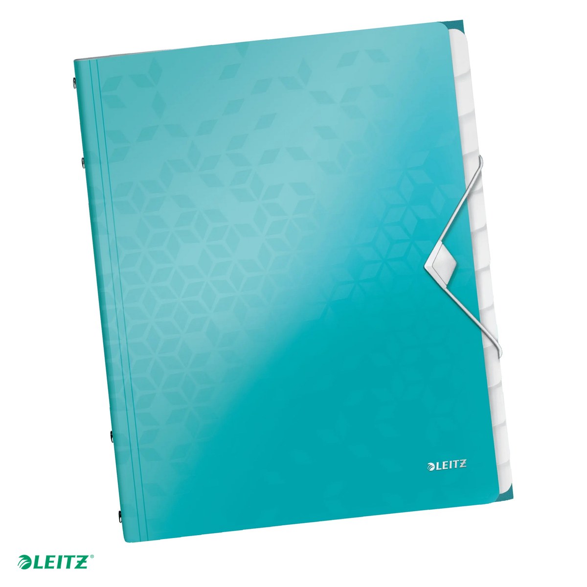 Organizare si arhivare - Mapa cu separatoare Leitz WOW, PP, A4, 12 separatoare, capacitate 200 coli, pentru transport, turcoaz