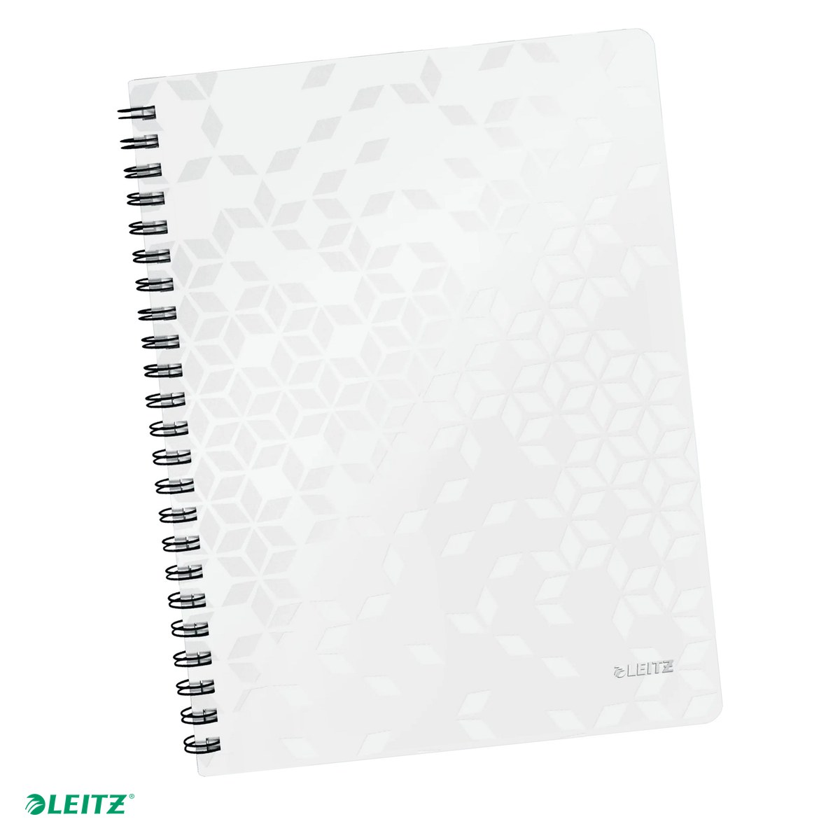 Liniatura Dictando (Linii) A4 - Caiet de birou Leitz WOW, PP, A4, cu spira, dictando, pentru documente perforate, 80 file, hartie 80 g/mp, alb