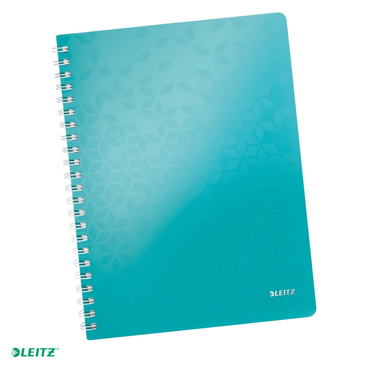 Caiete A4 - Caiet de birou Leitz WOW, PP, A4, cu spira, dictando, pentru documente perforate, 80 file, hartie 80 g/mp, turcoaz
