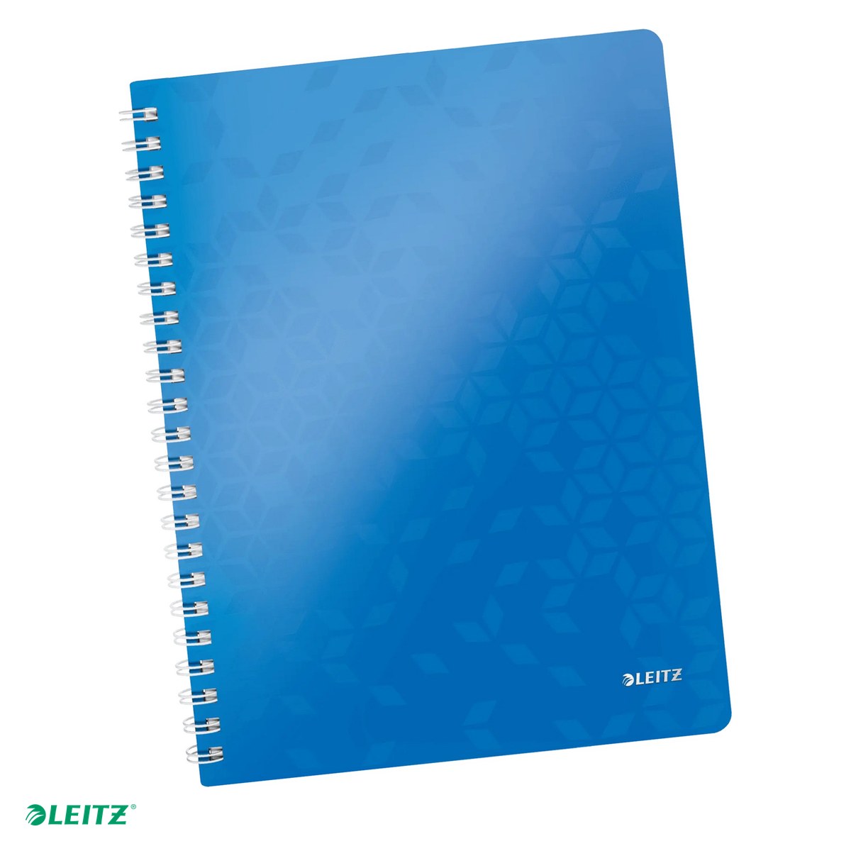 Caiete A4 - Caiet de birou Leitz WOW, PP, A4, cu spira, matematica, pentru documente perforate, 80 file, hartie 80 g/mp, albastru