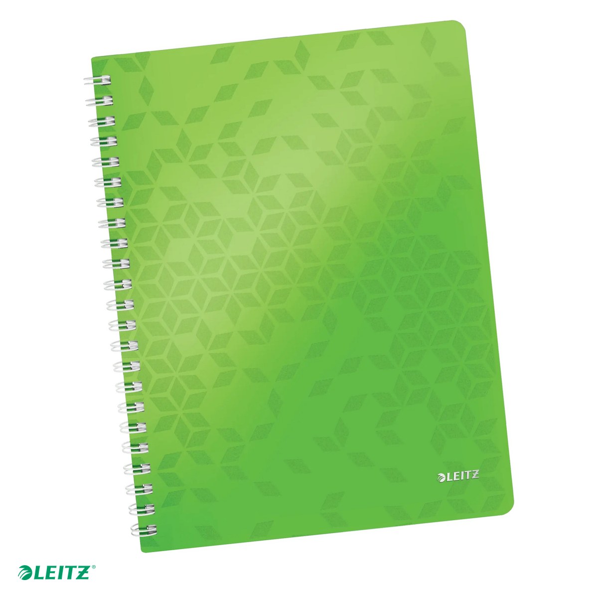 Caiete A4 - Caiet de birou Leitz WOW, PP, A4, cu spira, matematica, pentru documente perforate, 80 file, hartie 80 g/mp, verde