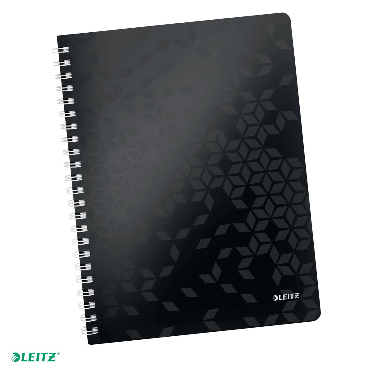 Caiete A4 - Caiet de birou Leitz WOW, PP, A4, cu spira, matematica, pentru documente perforate, 80 file, hartie 80 g/mp, negru