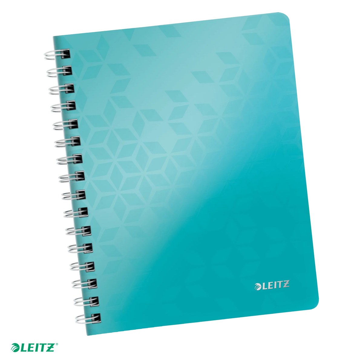 Caiete A5 - Caiet de birou Leitz WOW, PP, A5, cu spira, dictando, pentru documente perforate, 80 file, hartie 80 g/mp, turcoaz