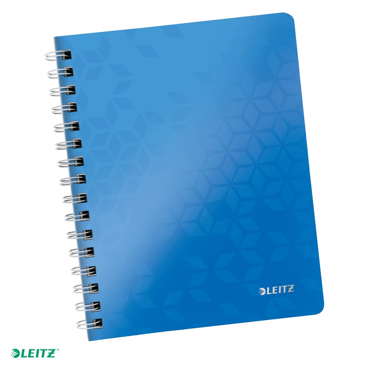Caiete A5 - Caiet de birou Leitz WOW, PP, A5, cu spira, matematica, pentru documente perforate, 80 file, hartie 80 g/mp, albastru