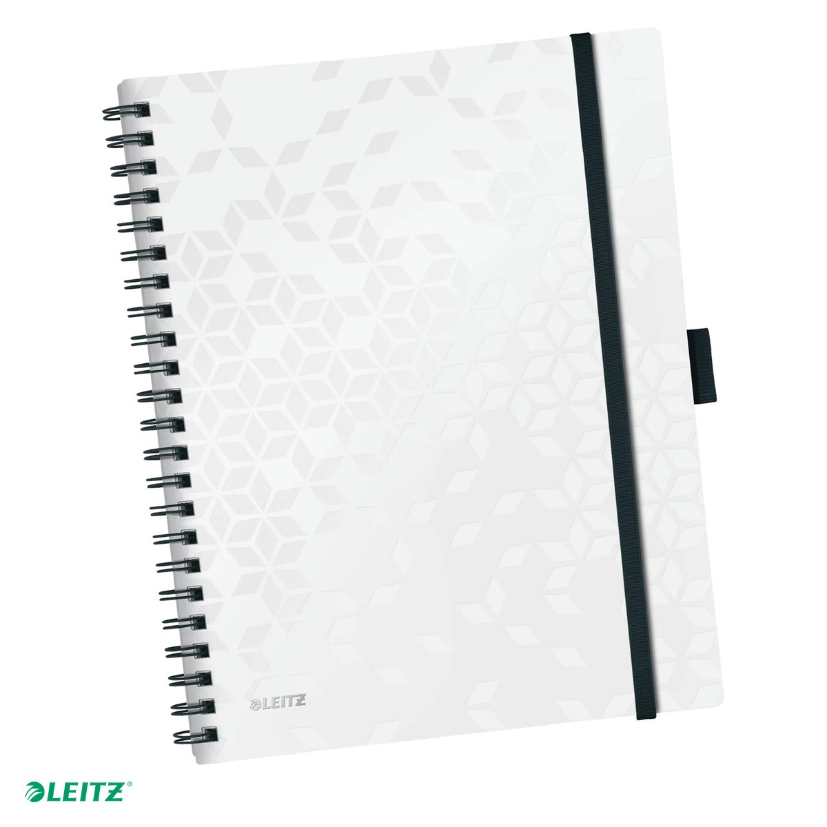 Caiete A4 - Caiet de birou Leitz WOW Be Mobile, PP, A4, cu spira, matematica, pentru documente perforate, 80 file, hartie 80 g/mp, alb