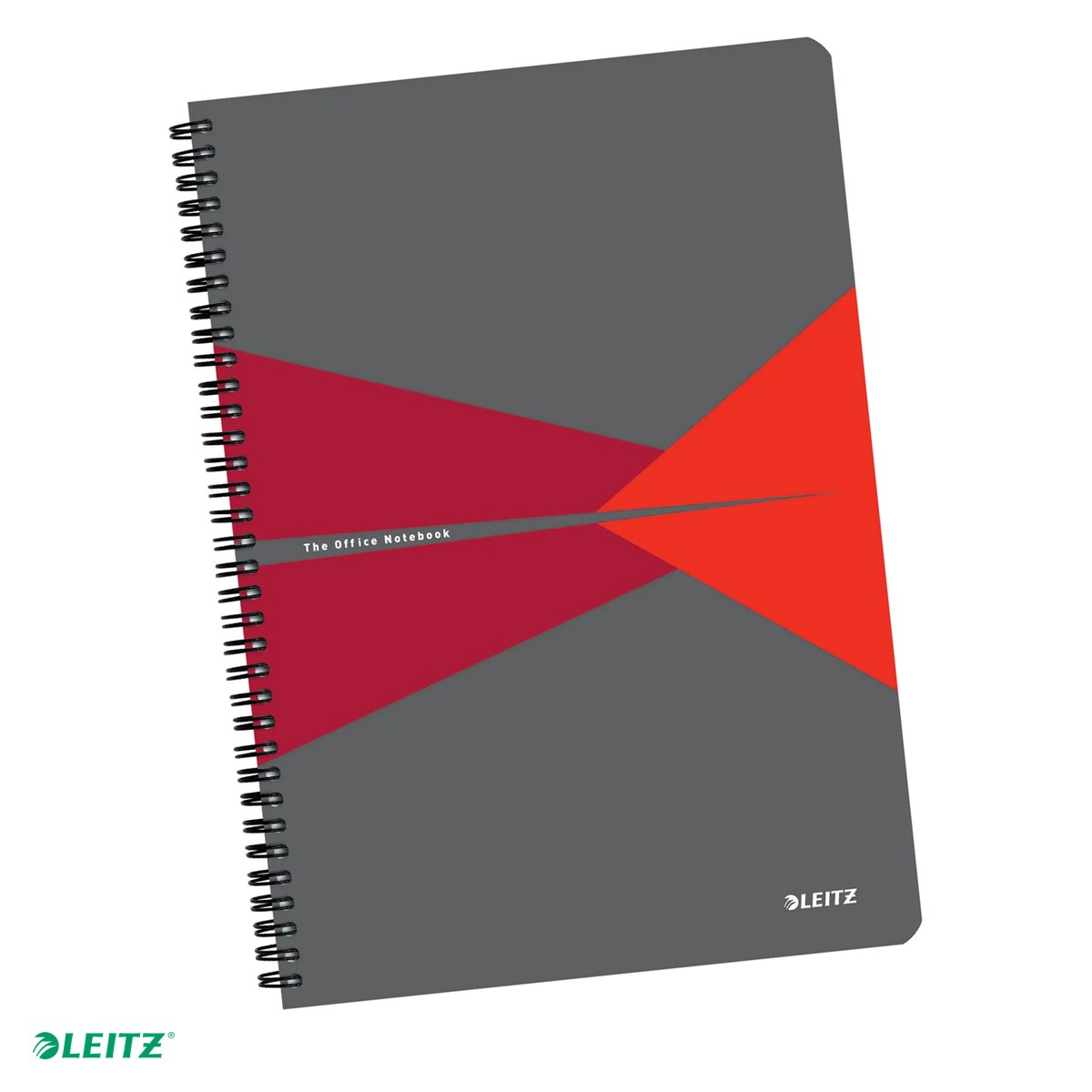 Liniatura Dictando (Linii) A4 - Caiet de birou Leitz Office, carton laminat, A4, 90 coli, cu spira, dictando, pentru documente perforate, hartie 80 g/mp, rosu