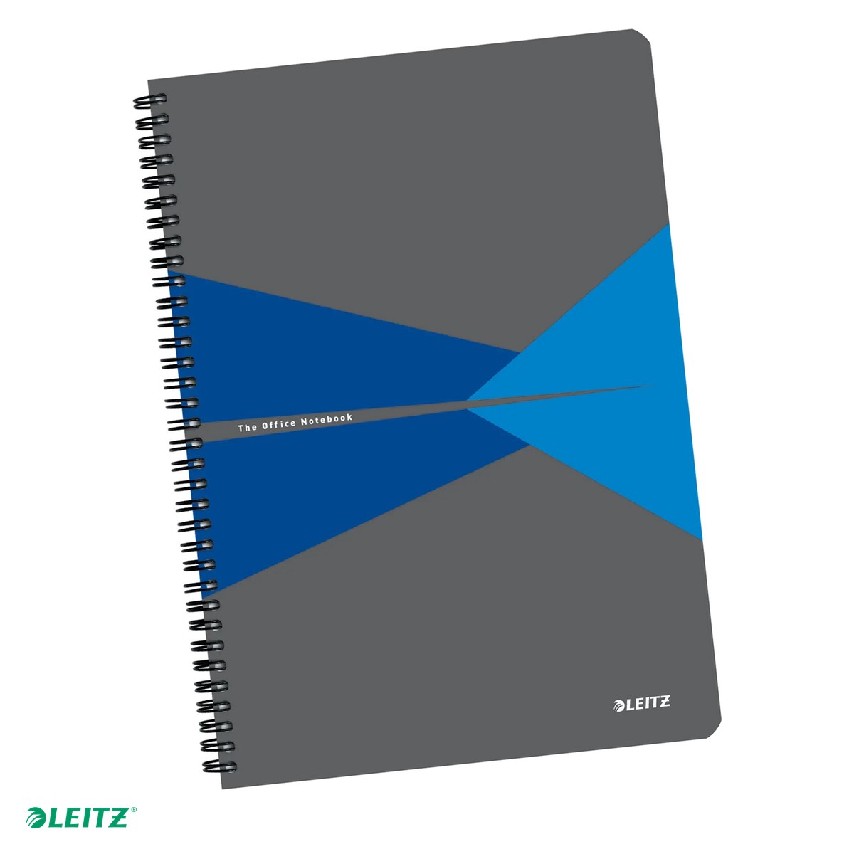 Liniatura Dictando (Linii) A4 - Caiet de birou Leitz Office, carton laminat, A4, 90 coli, cu spira, dictando, pentru documente perforate, hartie 80 g/mp, albastru