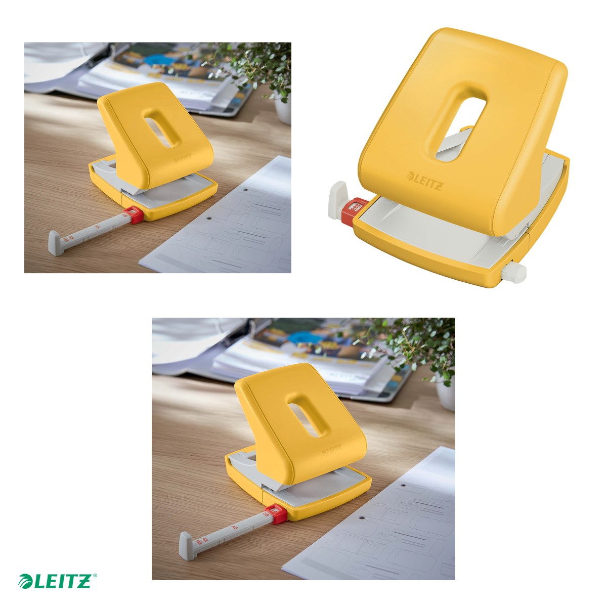 Perforator plastic Leitz Cosy 5004, pentru documente perforate, perforare 30 coli, galben Chihlimbar [4]