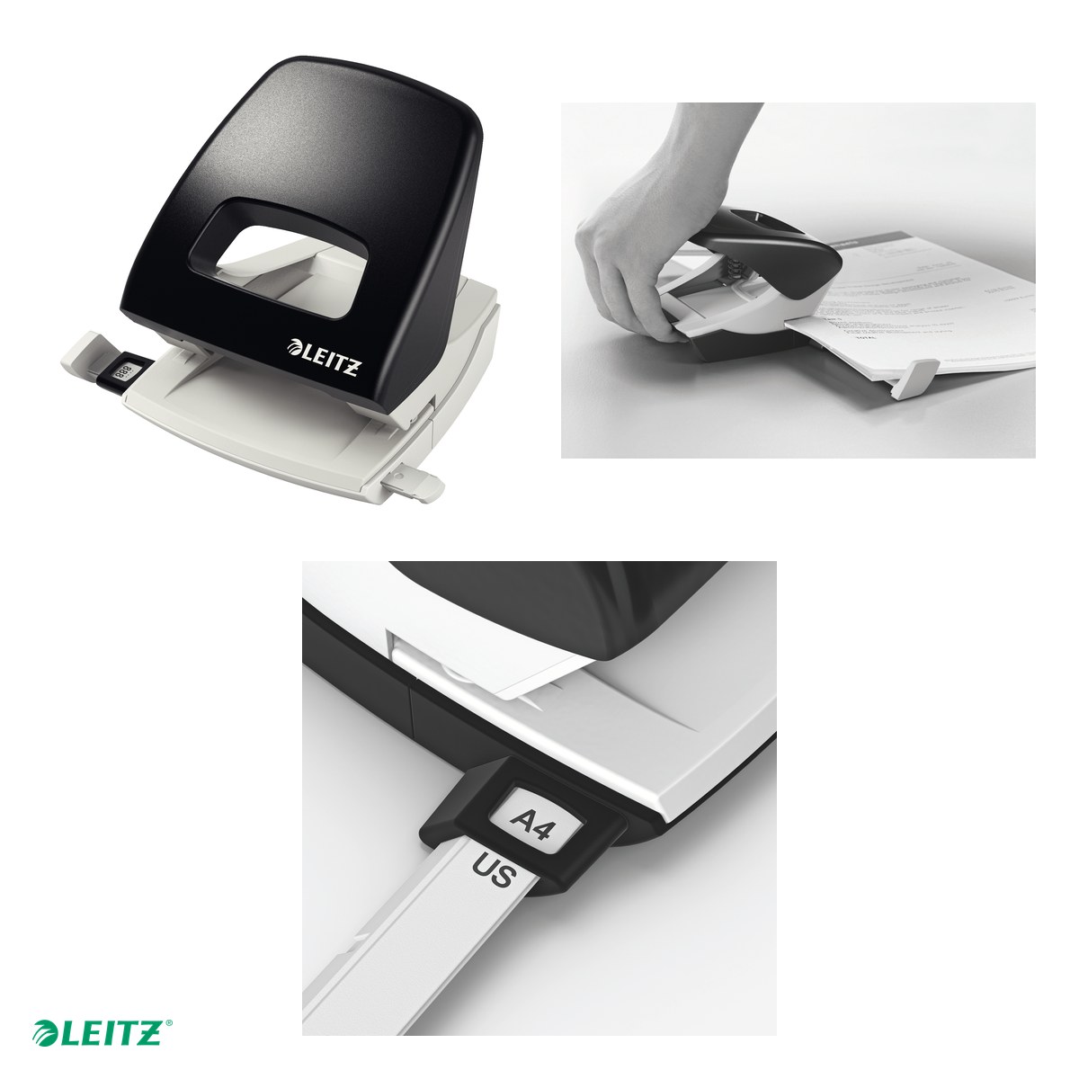 Perforator plastic Leitz 5005 NeXXt Series, perforare 25 coli, pentru documente perforate, negru [4]
