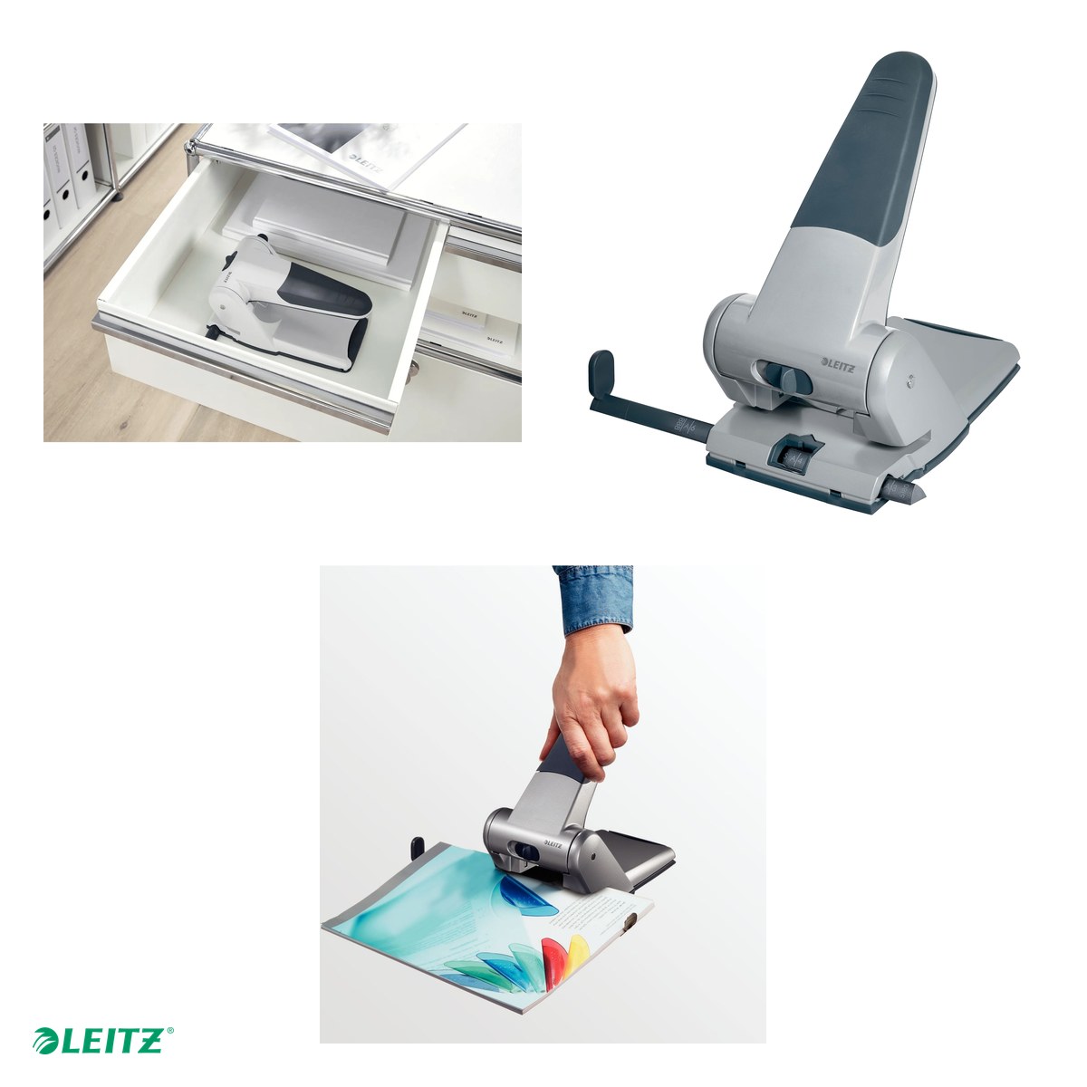 Perforator de mare capacitate Leitz 5180, pentru documente perforate, perforare 65 coli, alb [4]