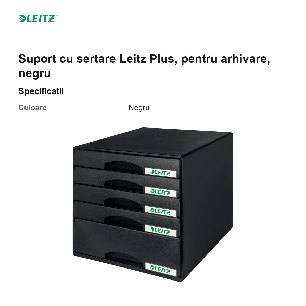 Suport cu sertare Leitz Plus, pentru arhivare, negru [3]