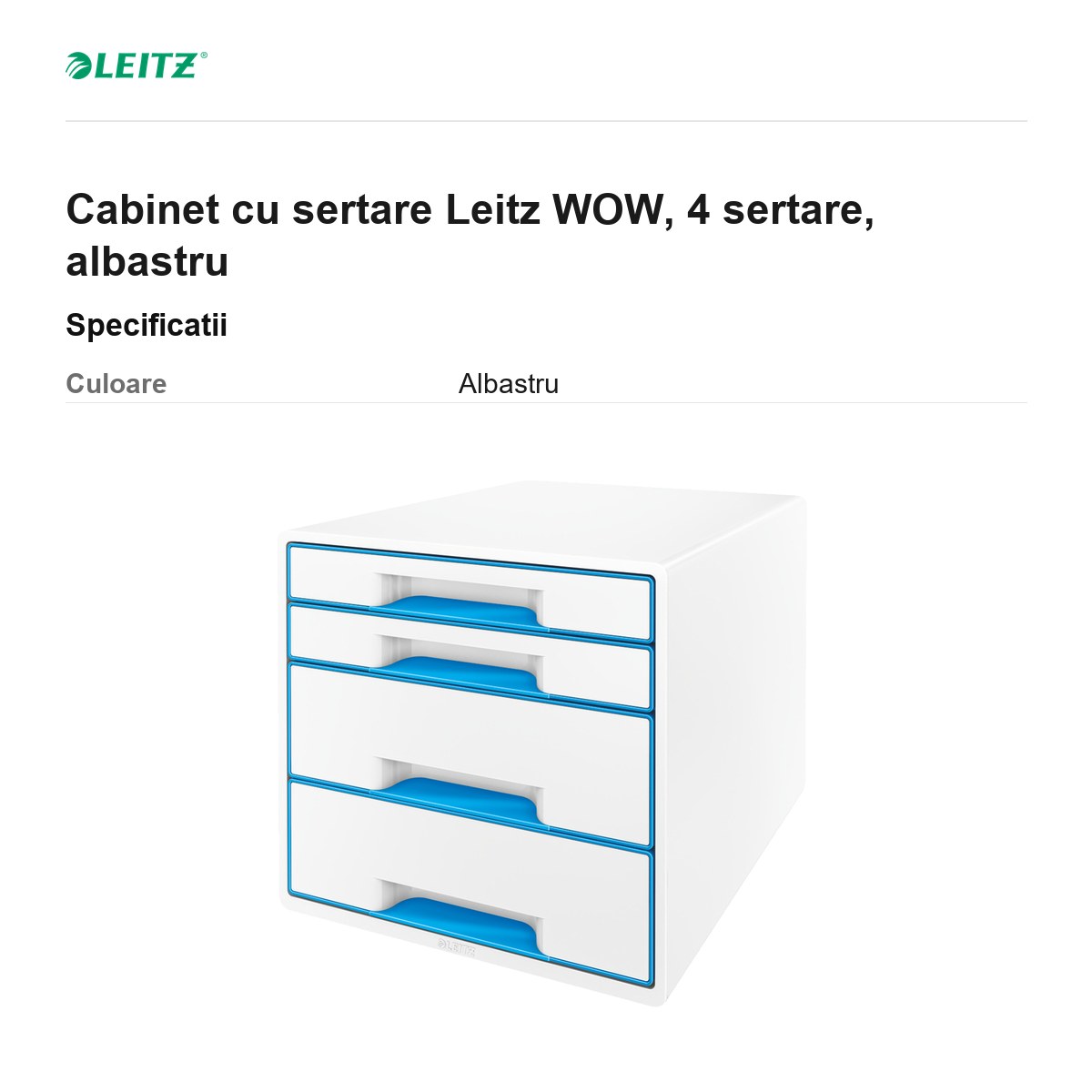 Cabinet cu sertare Leitz WOW, 4 sertare, albastru [3]