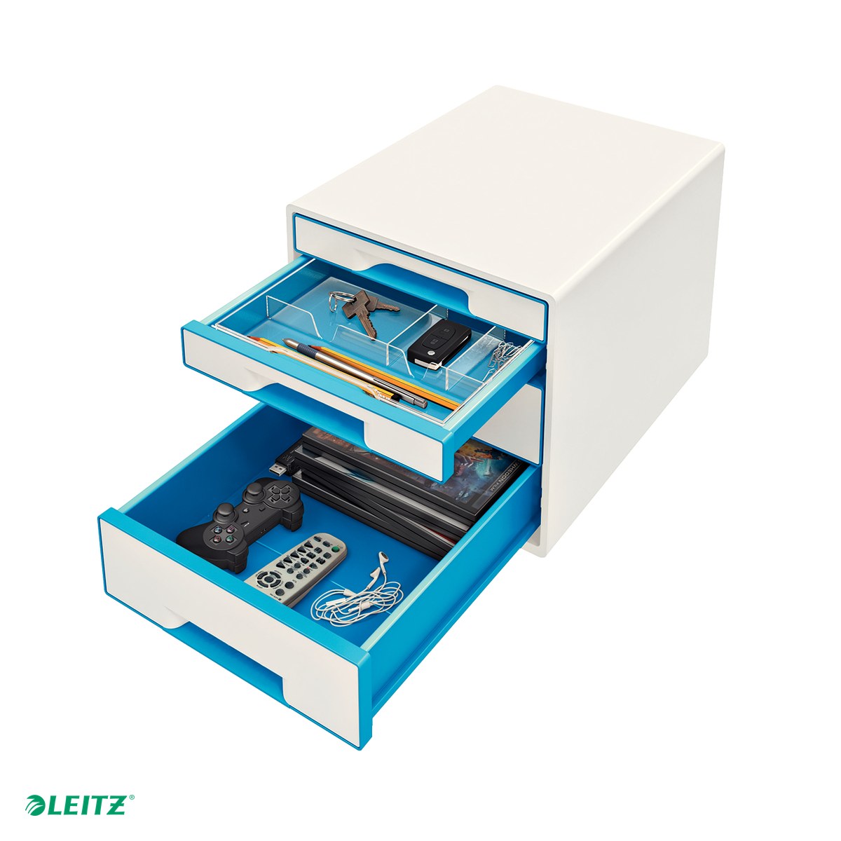 Cabinet cu sertare Leitz WOW, 4 sertare, albastru [4]