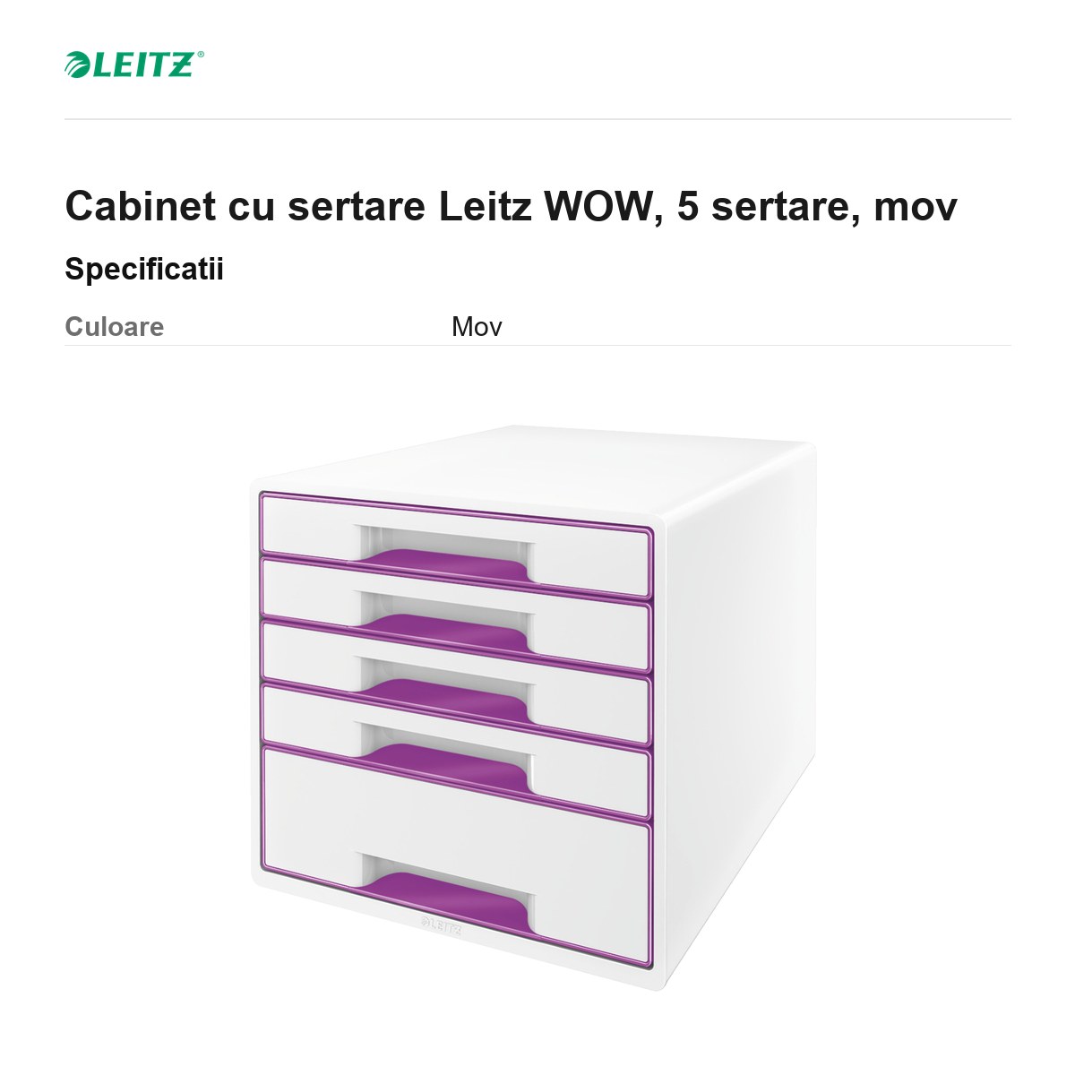 Cabinet cu sertare Leitz WOW, 5 sertare, mov [3]