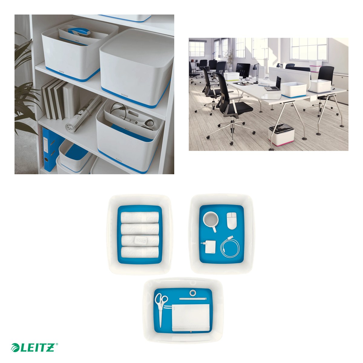 Cutie depozitare Leitz WOW MyBox, cu capac, 31x19x38 cm, capacitate 18 l, albastru [4]