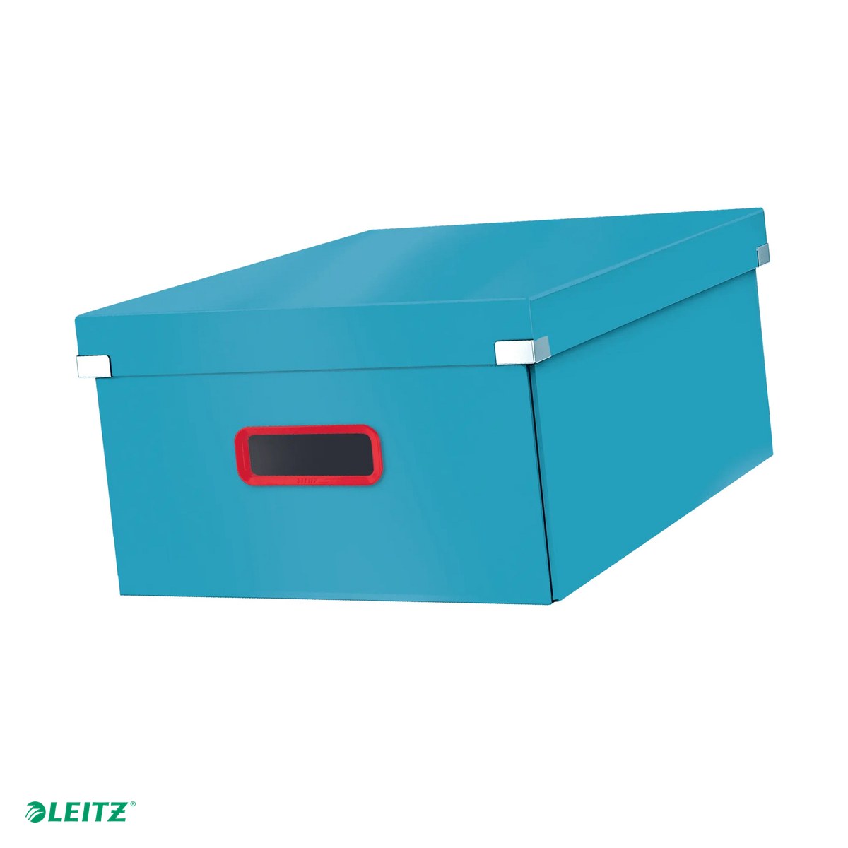 Cutii depozitare - Cutie depozitare Leitz Cosy Click & Store, carton laminat, pliabila, cu capac si maner, 369x200x484, pentru transport, albastru Celest